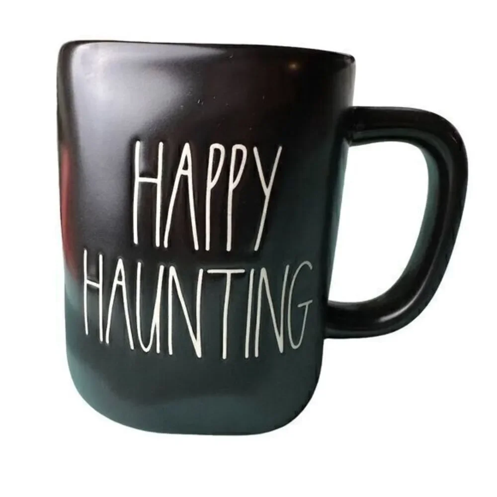 NWT 2/$20‎ Rae Dunn Happy Haunting Black Ceramic Halloween Haunted House Mug